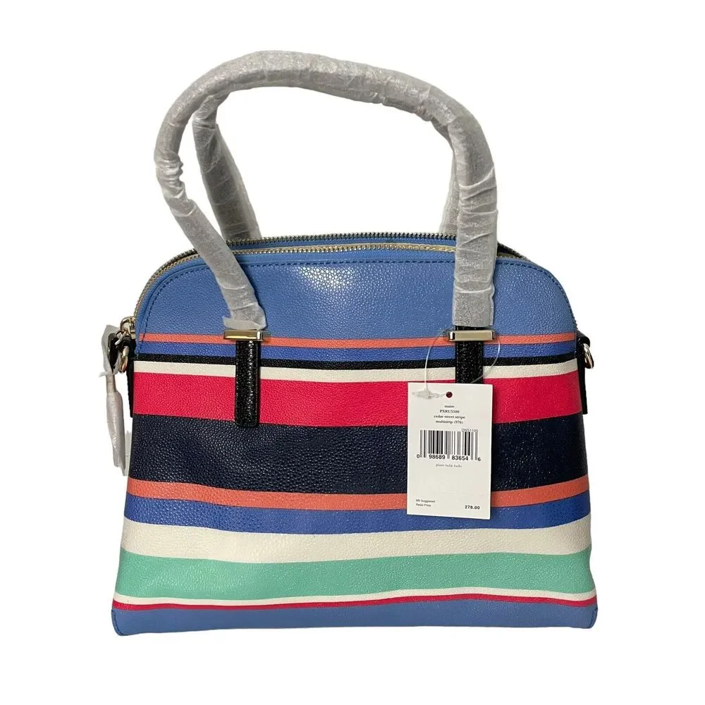 Kate Spade Striped Set Maise Cedar Street Handbag & Zip Around Wallet Multicolor